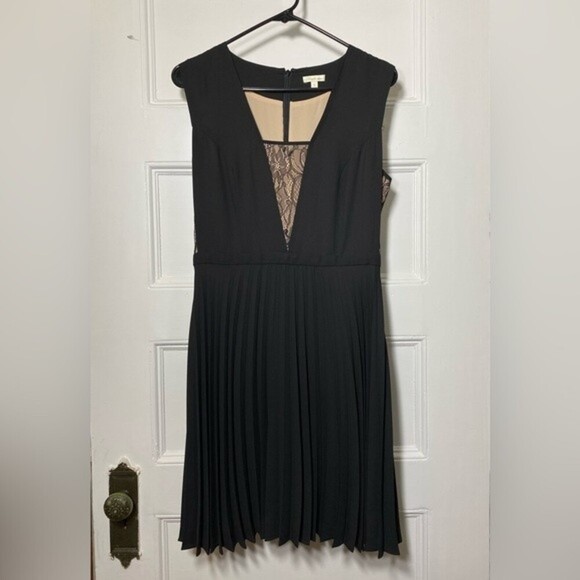 SHOSHANNA Lace Detail Knee Length Dress with Pleated Skirt Sz 4